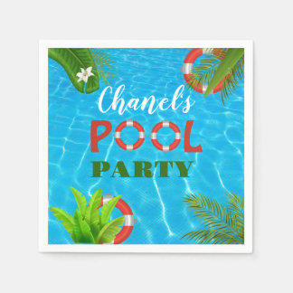 Serviette En Papier Fête de la piscine tropicale | Anniversaire d'été