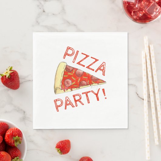 Serviette En Papier FÊTE DE LA PIZZA ! Pepperoni Fromage Pizzeria tran (En situation)