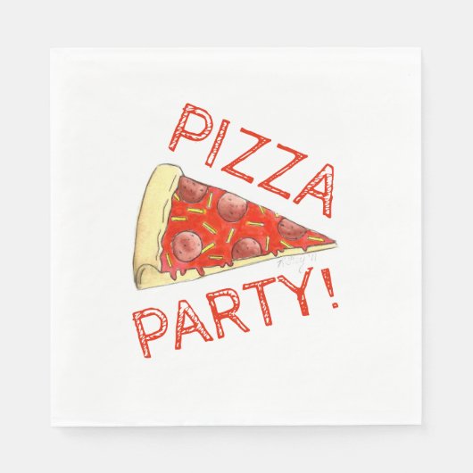 Serviette En Papier FÊTE DE LA PIZZA ! Pepperoni Fromage Pizzeria tran (Devant)