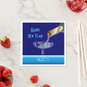 Serviette En Papier Fête de la Réveillon du Nouvel An avec champagne c (En situation)