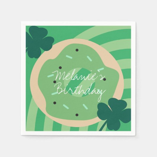Serviette En Papier Fête de la Saint-Patrick Donut Trèfle Verdure Part (Devant)