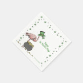 Serviette En Papier Fête de la Saint-Patrick Flamingo Trèfle Irlandais (Coin)