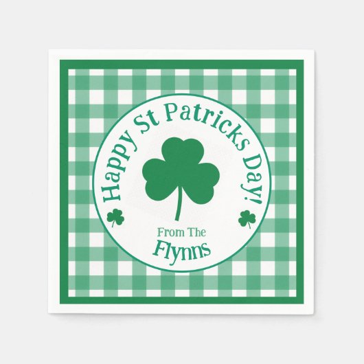 Serviette En Papier Fête de la Saint-Patrick NOM Trèfle Irlandais Vert (Devant)
