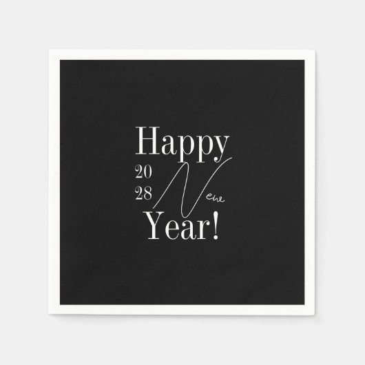 Serviette En Papier Fête de la Saint Sylvestre Noir et Blanc (Devant)