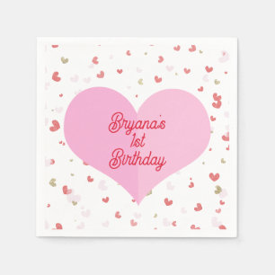 Serviette En Papier Fête de la Saint-Valentin cœurs rouges roses et or