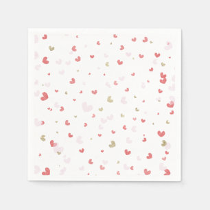 Serviette En Papier Fête de la Saint-Valentin Cœurs Rouges Roses & Or