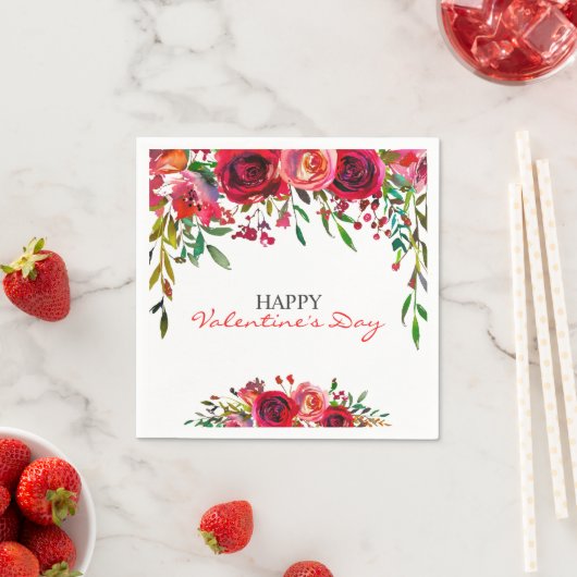 Serviette En Papier Fête de la Saint-Valentin romantique aquarelle Flo (En situation)