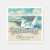 Serviette En Papier Fête de la sirène Aimez le Surf (Devant)