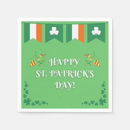 Serviette En Papier Fête de la St Patrick verte moderne (Devant)