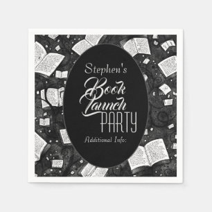 Serviette En Papier Fête de lancement du livre noir et blanc