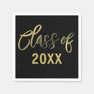 Serviette En Papier Fête de l'année d'obtention du diplôme d'or noir