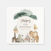 Serviette En Papier Fête de l'aquarelle Animaux Photo Fête d'anniversa (Devant)