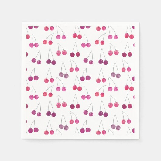 Serviette En Papier Fête de l'aquarelle cerise (Devant)