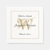 Serviette En Papier Fête de l'engagement Élégant Monogramme Classique  (Devant)