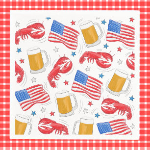 Serviette En Papier Fête de l'étoile de bière au homard avec drapeau a