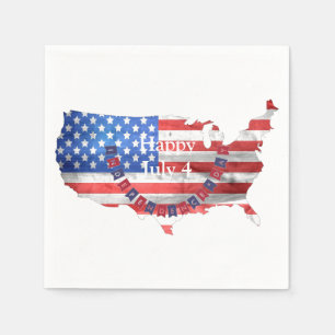 Serviette En Papier Fête de l'Indépendance Juillet 4 American Flag USA