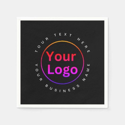 Serviette En Papier Fête de logo d'entreprise moderne noir (Devant)