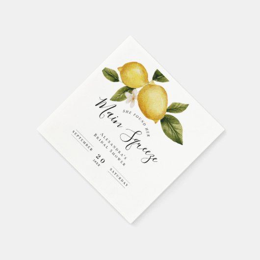 Serviette En Papier Fête de mariage avec calligraphie de citron Simple (Coin)