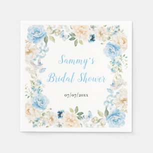 Serviette En Papier Fête de mariage avec des fleurs de pivoine bleues