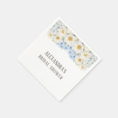 Serviette En Papier Fête de mariage avec hydrangeas bleus et fleurs bl (Coin)