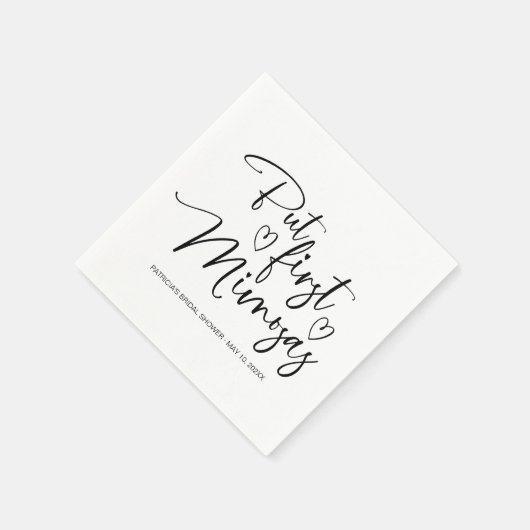 Serviette En Papier Fête de mariage avec Mimosas d'abord (Coin)