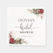 Serviette En Papier Fête de mariage avec poinsettia rouge de Noël (Devant)