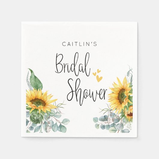 Serviette En Papier Fête de mariage avec tournesols (Devant)