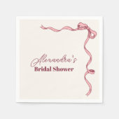 Serviette En Papier Fête de Mariage avec un Ruban Rose Élégant (Devant)