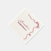 Serviette En Papier Fête de Mariage avec un Ruban Rose Élégant (Coin)