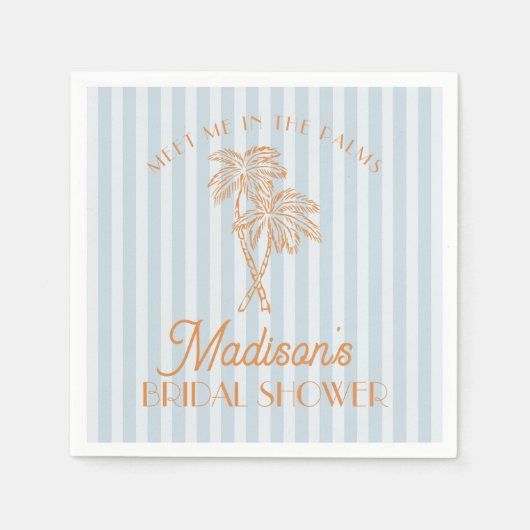 Serviette En Papier Fête de mariage Blue Palm Spring Pastel Plage (Devant)