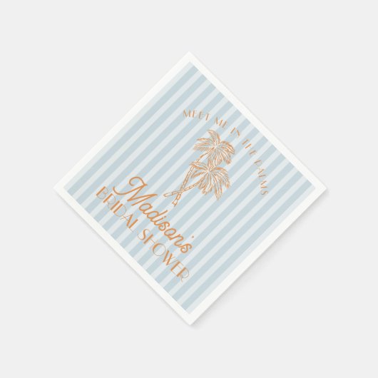 Serviette En Papier Fête de mariage Blue Palm Spring Pastel Plage (Coin)