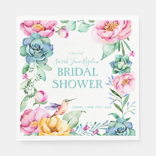 Serviette En Papier Fête de mariage bohème Colibri (Devant)