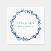 Serviette En Papier Fête de mariage botanique à l'encre bleue indigo p (Devant)