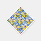 Serviette En Papier Fête de mariage Carrelage Méditerranéen & Citrons (Coin)