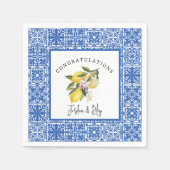 Serviette En Papier Fête de mariage Carrelage Méditerranéen & Citrons (Devant)