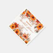 Serviette En Papier Fête de mariage champêtre automnal aux tons orange (Coin)