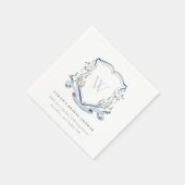 Serviette En Papier Fête de mariage champêtre avec blason aquarelle fl (Coin)