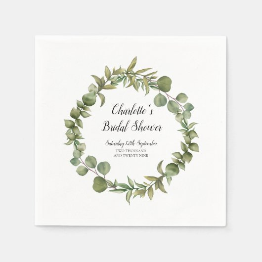 Serviette En Papier Fête de mariage champêtre avec eucalyptus (Devant)