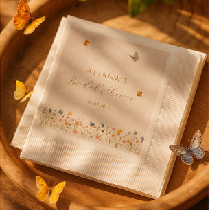 Serviette En Papier Fête de mariage champêtre Bohème Papillon Fleurs s
