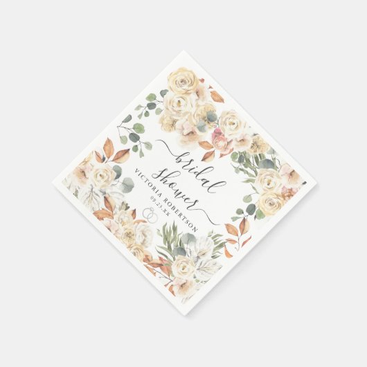 Serviette En Papier Fête de mariage champêtre fleuri personnalisée (Coin)