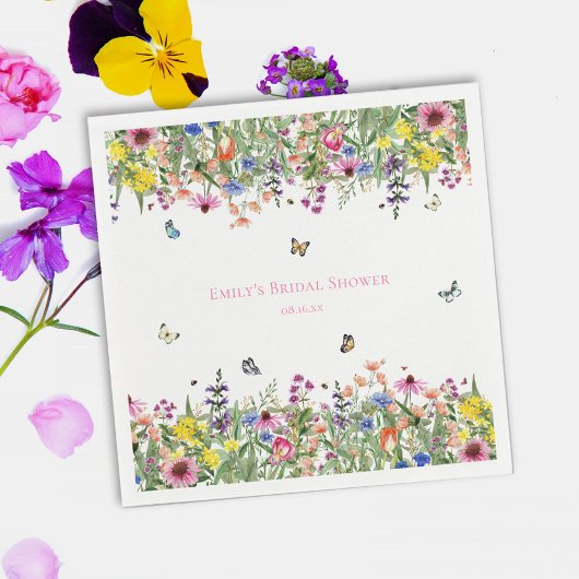 Serviette En Papier Fête de mariage champêtre Fleurs sauvages d'été et