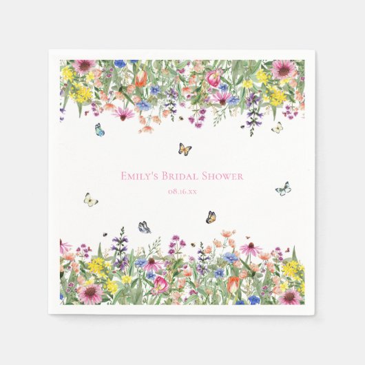 Serviette En Papier Fête de mariage champêtre Fleurs sauvages d'été et (Devant)