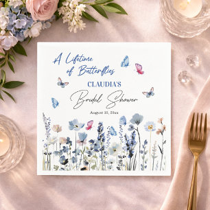 Serviette En Papier Fête de mariage champêtre papillons jacinthes