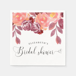 Serviette En Papier fête de mariage champêtre pivoines calligraphie él