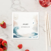 Serviette En Papier Fête de Mariage d'été Plage Océanique Eau Bleue (En situation)