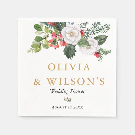 Serviette En Papier Fête de Mariage d'Hiver de Noël (Devant)