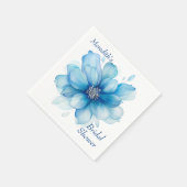Serviette En Papier Fête de mariage élégante aux fleurs bleues (Coin)