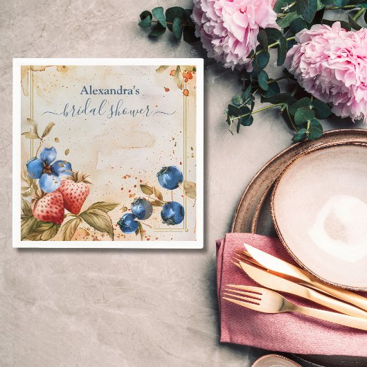 Serviette En Papier Fête de mariage élégante aux fraises sucrées et au