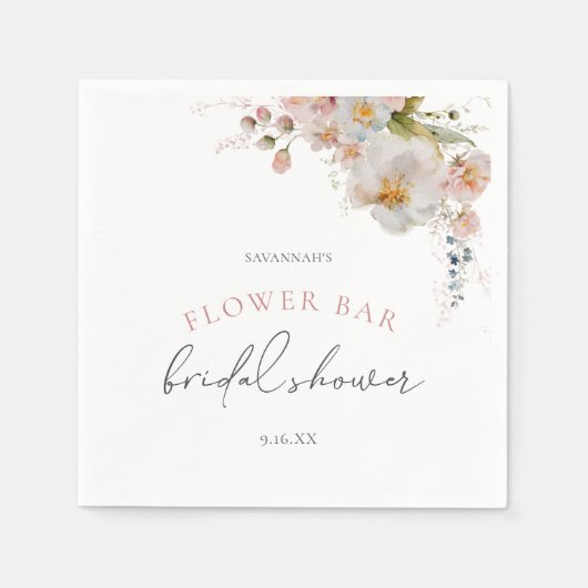 Serviette En Papier Fête de mariage élégante avec bar de fleurs roses (Devant)