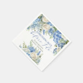 Serviette En Papier Fête de mariage élégante avec hydrangea bleu quelq (Coin)